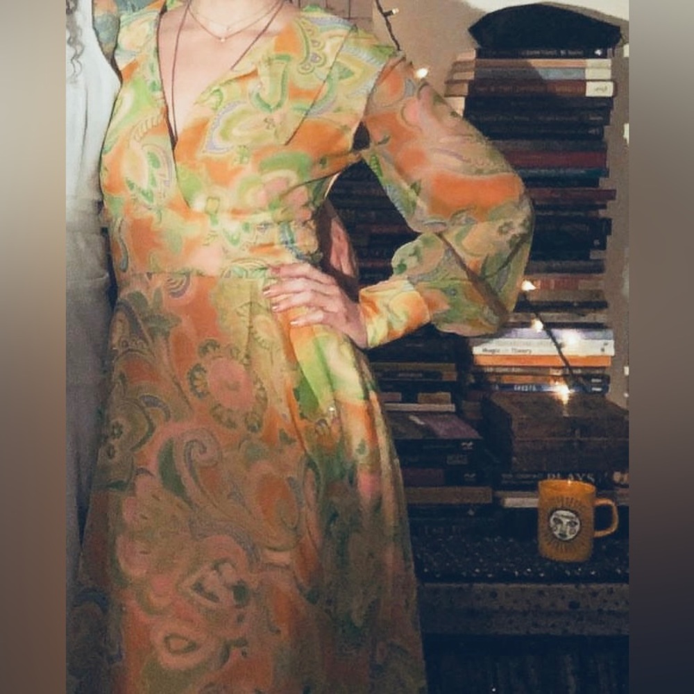 1960s vintage spring psychedelic goddess dress